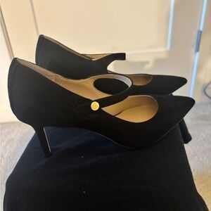 Ralph Lauren Black Suede Women's Heels with Gold Accent